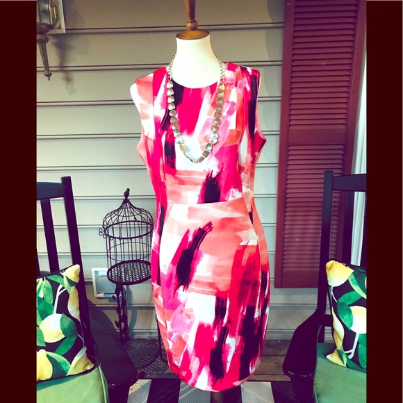 Calvin Klein Dresses & Skirts - Calvin Klein Abstract Brush Stroke Sheath Dress 14